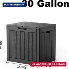 30 Gallon Outdoor Deck Box, Lockable Waterproof Outdoor Storage Boxes For Garden