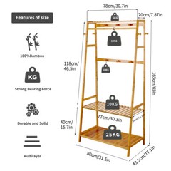 Wooden Clothes Rail Rack Garment Dress Hanging Display Stand Shoe Rack Storage
