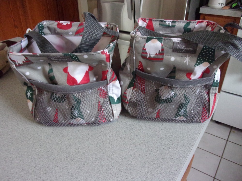 Thirty One Littles Mini Totes Carry All Caddy Set of 2 Covered with GNOMES NWOT