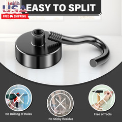 8 Pack Black Magnetic Hooks, 30 LB Neodymium Magnetic Hooks for Cruise Cabins, S