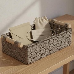 2 Pieces Paper Rope Bin with Handles Wood Handle Bin Long-Lasting Wire Frame