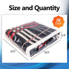 20Pcs Clear Vinyl Zippered Storage Bags, Small Blankets Storage Bags Plastic for