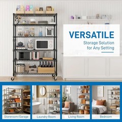 6-Tier Storage Shelf Shelving Unit Rolling Shelves Heavy Duty Metal Rack 82”H