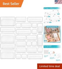 Clear Plastic Organizer Trays – 25-Piece Set in Four Sizes for Easy Living
