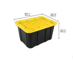 Sterilite Storage Bins 27 Gallon, Stackable Plastic Totes w/ Lids, Black Yellow
