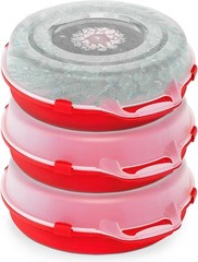 3-Pack 24 Inch Seasonal Holiday Clear Plastic Wreath Storage Containers, Red …