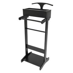 Suit Valet Stand Clothes Storage Shoe Organizer Coat Hanger Shoe Rack Black