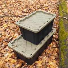 27 gal. Tough Storage Tote in Black and Army Green