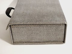 Vtg Gray Faux Leather Coupon Carrying Case W/Handle and est. 200 Numbered Cards
