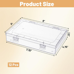 12 Pack Stackable Clear Plastic Storage Boxes with Lids for Organizing Supplies
