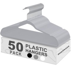 50 Pack UltraThin Plastic Clothes Hangers 17.7 Inch SpaceSaving Slim Hangers…