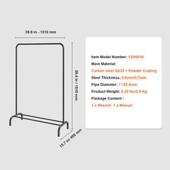 VEVOR Clothes Rack Heavy Duty Clothing Garment Rack with Hanging Rod Bedroom