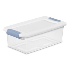 Sterilite 6 qt Clear/White Latch Storage Box 4-7/8 in. H X 14-1/8 in. W X 7-5/8D