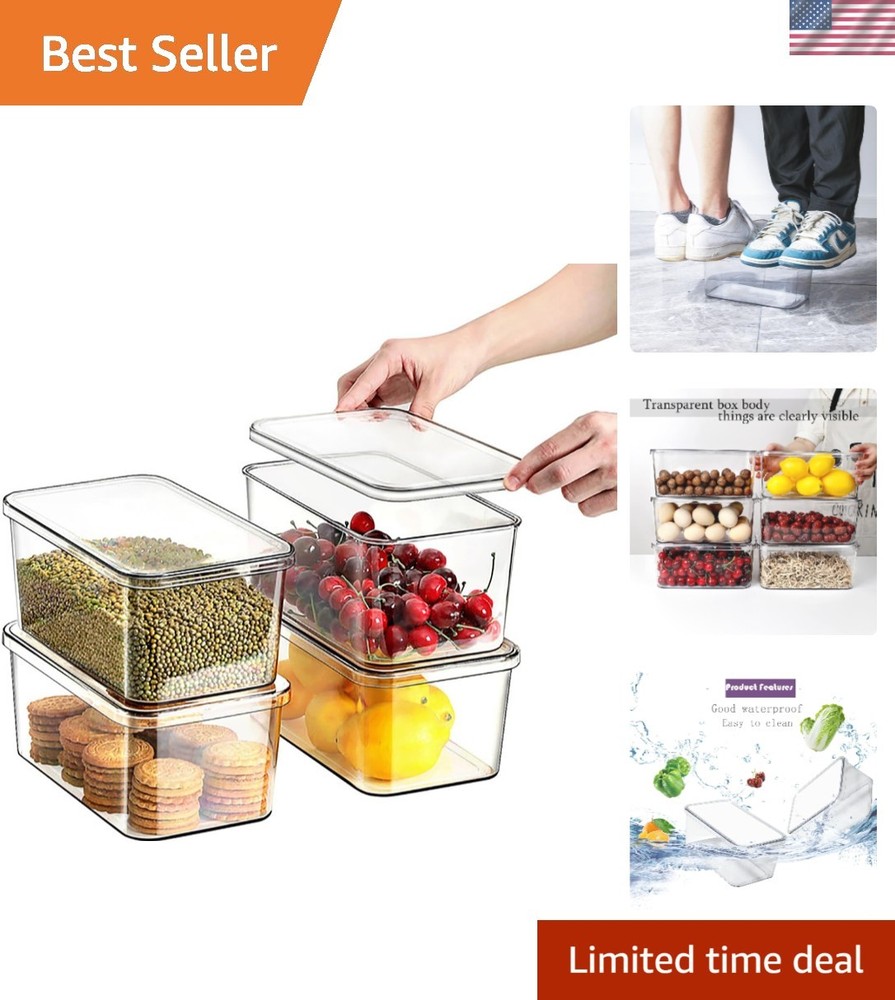 Stackable Clear Storage Containers – 4 Pack for Efficient Kitchen Organization