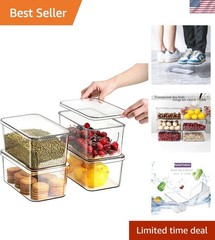 Stackable Clear Storage Containers – 4 Pack for Efficient Kitchen Organization