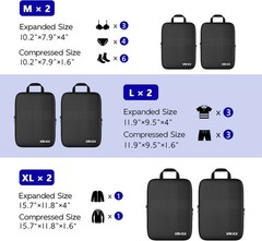 6-Piece Travel Compression Packing Cubes Set Luggage Organizer Bags for Carry-On