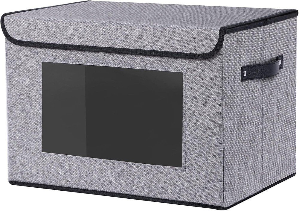 Fabric Storage Bin with Lid,Storage Box with Handles,13×9.1×7.9 Inch Closet