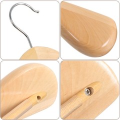 24 Pack Premium Wide Shoulder Wooden Suit Hangers with Anti-Slip Bar for Coats