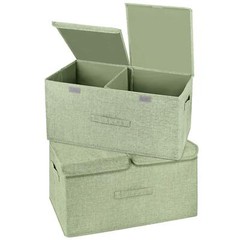 2 Pack Large Storage Boxes With Lids And Handles Collapsible Linen Storage Bins