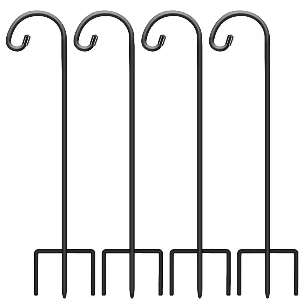 32 In. Wrought Iron Black Shepard’S Hooks (4-Pack)