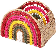 Natural Wicker Storage Basket with Handle – 9.1″ Rainbow Decor Accent