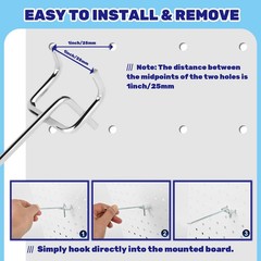40 PCS 6 Inch/150mm Stainless Steel Pegboard Display Hooks Fits 1/8 & 1/4 In