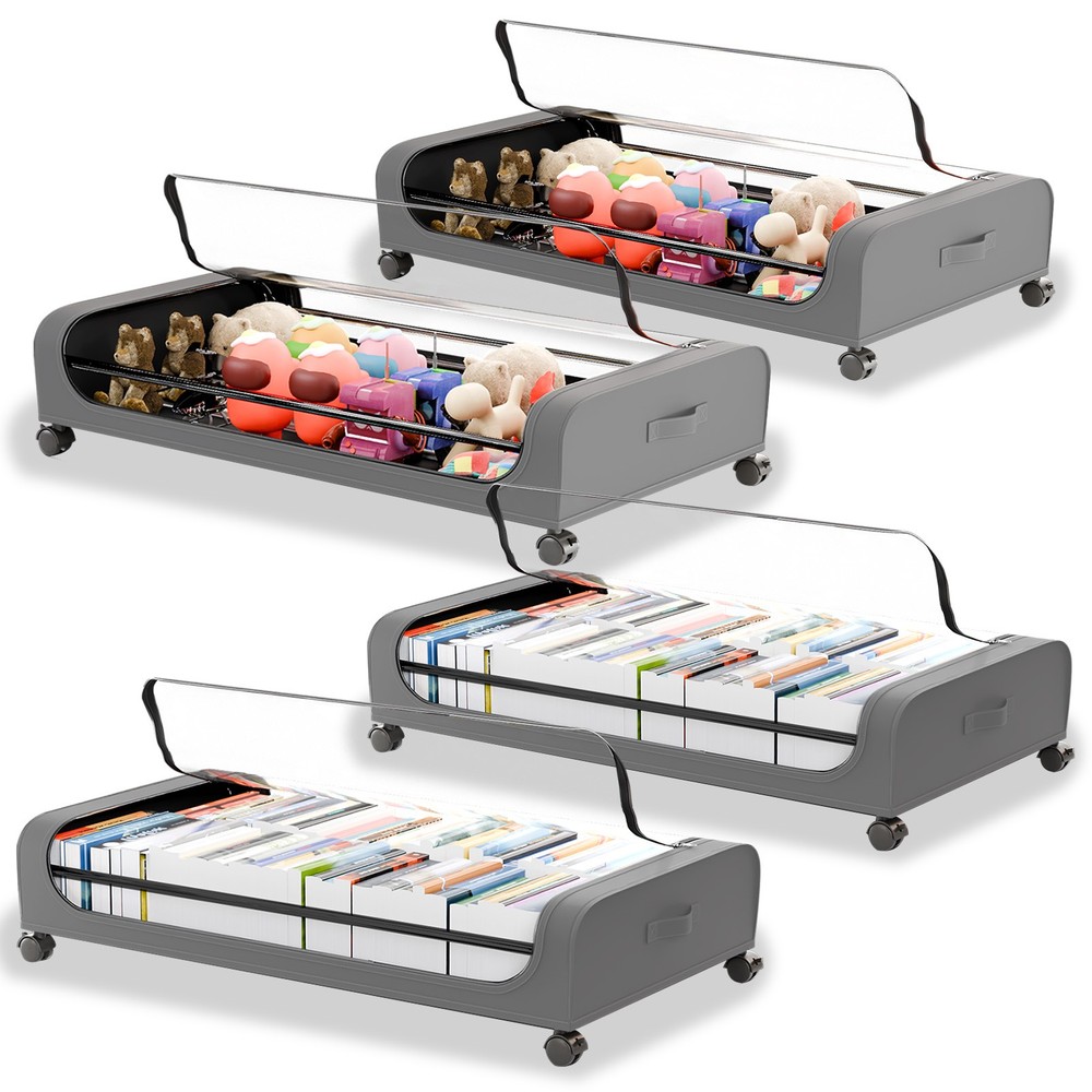 Zippered Under Bed Storage Organizer Bag Bins Underbed Clothes Toys 4 Pack XXXL