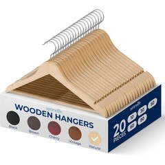 20 Pack Wooden Coat Hangers – Premium Quality for Home Closet Organization