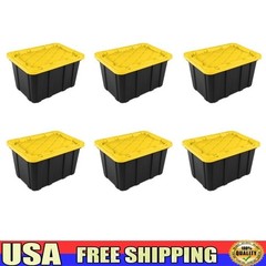 Heavy Duty Industrial Storage Totes Snap-On Lid Stackable 27 Gallon 6 Count New