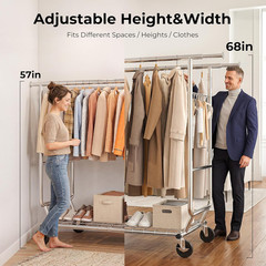 Clothes Rack Heavy Duty Clothing Rack Load 650 LBS Collapsible Garment Rack with