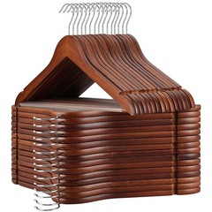 Walnut Wooden Hangers 30 Pack, Wood Clothes Hangers, Durable Coat Hanger with…