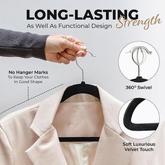 Velvet Clothing Hangers, 200 Pack, BlackGrayIvory, Non-Slip