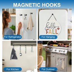 12 Pack Heavy Duty Magnetic Hooks – 30LBS Capacity, Rust-Resistant Black Finish
