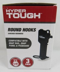 Hyper Tough Round Hooks 3 Pack Tool Organizing Compatible Snap Panel Pegboard
