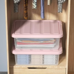 14 Quart Plastic Storage Boxes with Pink Lids, Plastic Latching Storage Bins,…