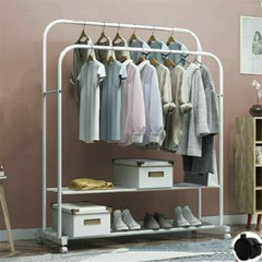 Industrial Pipe Metal Clothes Rail Heavy Duty Garment Hanging Rack Shoe Shelives