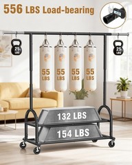 Heavy Duty Adjustable Clothes Rack – 556 LBS Capacity, Portable Rolling Garment