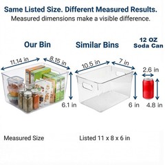 MOONEDGE 4 Pack Clear Plastic Storage Bins 11x8x6in Containers 4