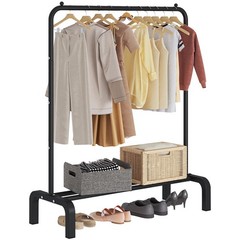 Standard Clothes Garment Rack Storage Shelf Hanging Coat Jacket Black