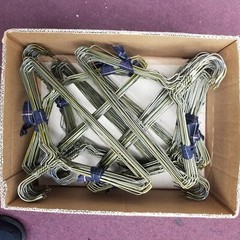 Box of 100 pcs, 13 inch Metal Wire Clothes hangers, 13 gauge, color gold, Used