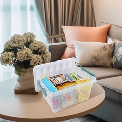 Ponpong 20 Quart Plastic Clear Storage Latching Boxes with Lids, 4 Packs