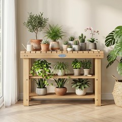 3-Tier Solid Wood Shoe Rack Bench Free Standing Shoe Organizer w/Slatted Shelves