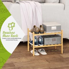 BMOSU 2-Tier Bamboo Small Shoe Small-2-Tier（17*11*12.6inches）, Natural