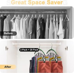 2 Pack Closet Legging Organizer Metal Hangers 10 Clips for Yoga Pants Storage