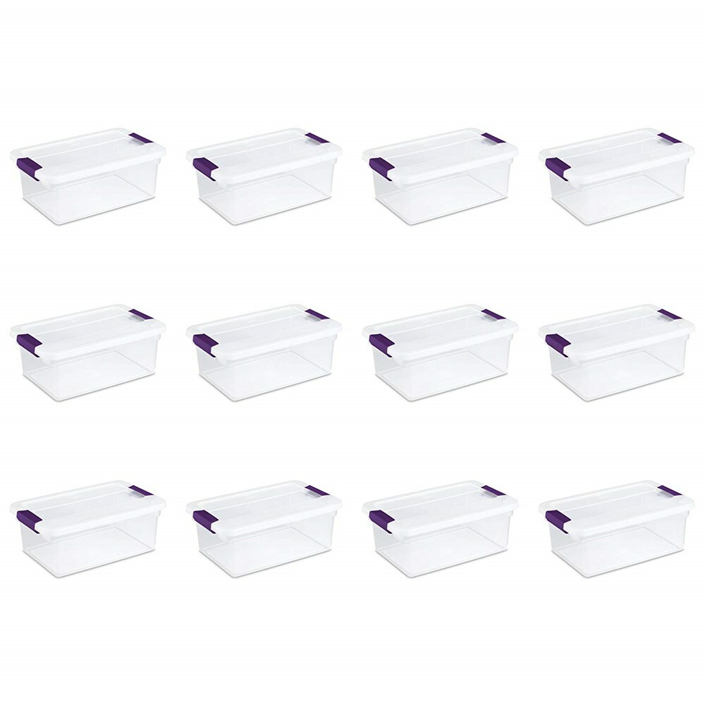 Sterilite 17531712 15 Quart 14 Liter Clear Latch Box, Storage Container, 12 Pack