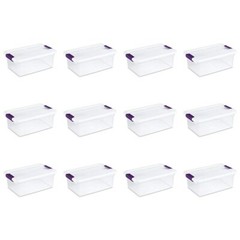 Sterilite 17531712 15 Quart 14 Liter Clear Latch Box, Storage Container, 12 Pack