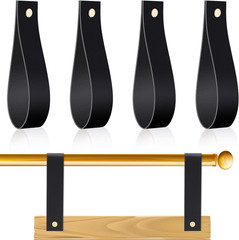 4 Pcs Faux Leather Sign Straps for Hanging Sign Faux Leather Curtain Rod Holder