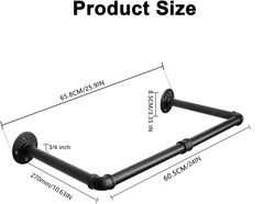Industrial Iron Pipe Clothes Hanging Bar DIY Wall-Mounted Garment Rack Heavy Dut