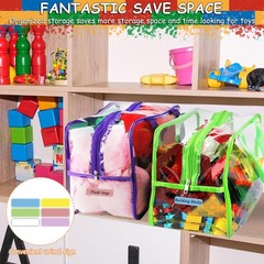 6 Colors Widen X-Large Storage Bags 12.6×9.25×6.9In with Labels, Reusable Clear