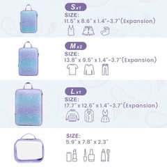 Compression Packing Cubes Travel – 5 Set Packing Cubes for Suitcases, Lightwe…